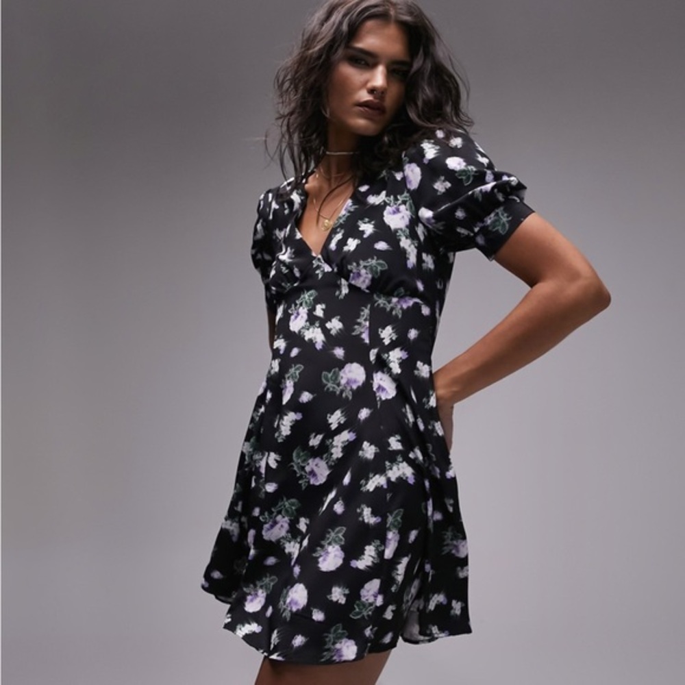 Belle V neck mini tea dress